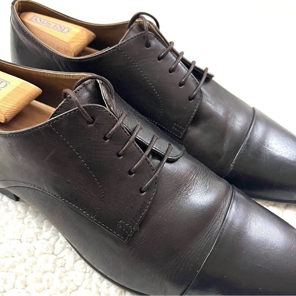Aldo Ancede Leather Dark Brown & Black Lace Up Almond Toe Dress Shoes Size 12 - Picture 2 of 14